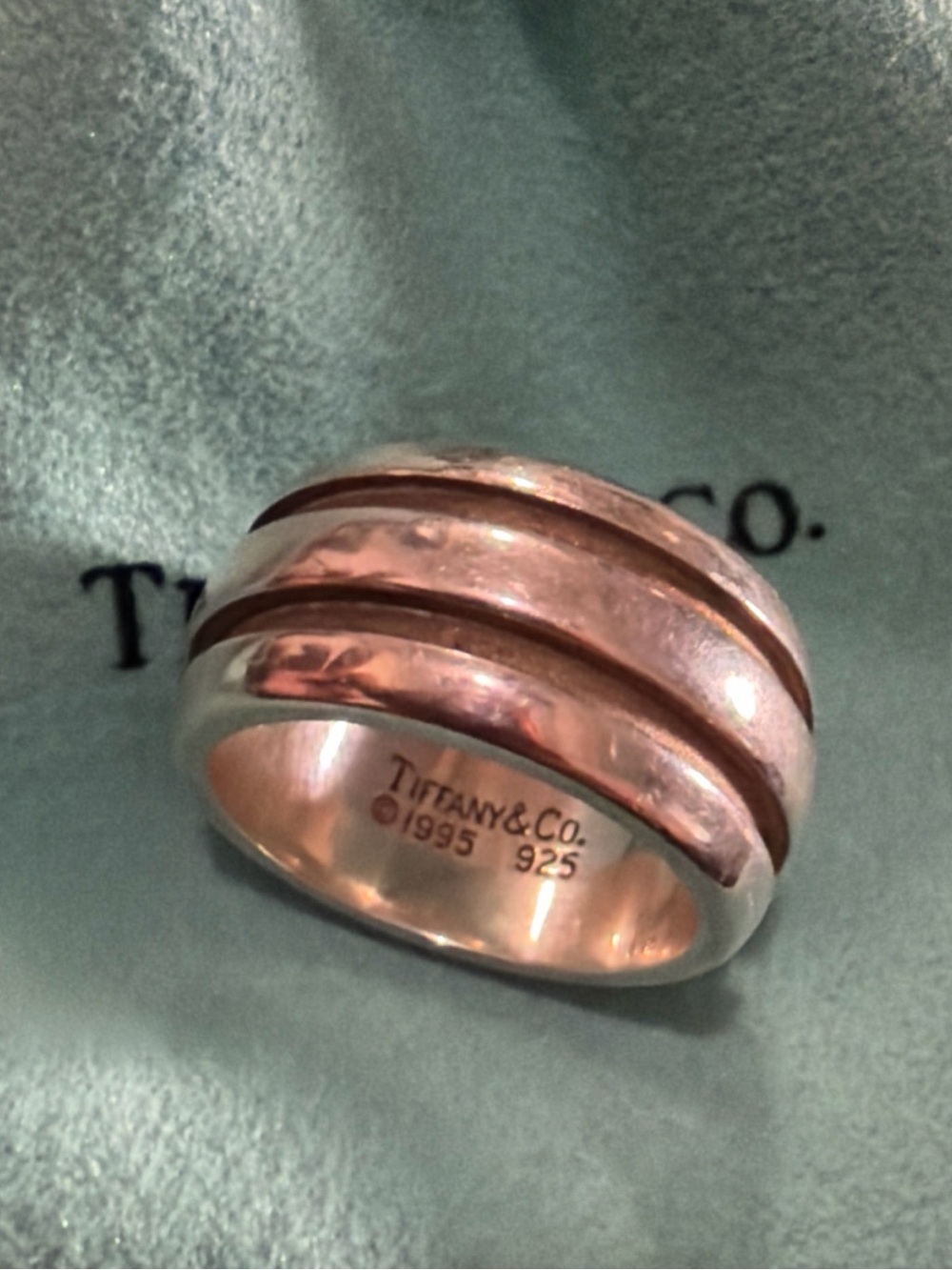 Vintage Tiffany & Co. Sterling Silver Atlas 1995 Groove Wide Band Ring